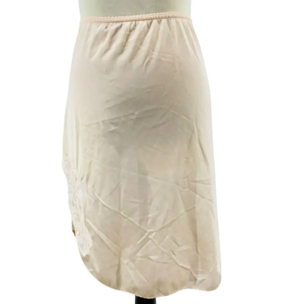 Vintage Bali Half Slip Peach Nylon Lace Slit Size Small